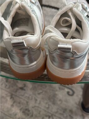 bebe White Silver Sneakers with Gum Sole